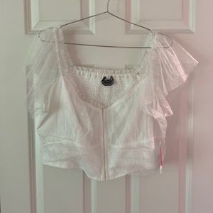 White Arula Lace Crop Top